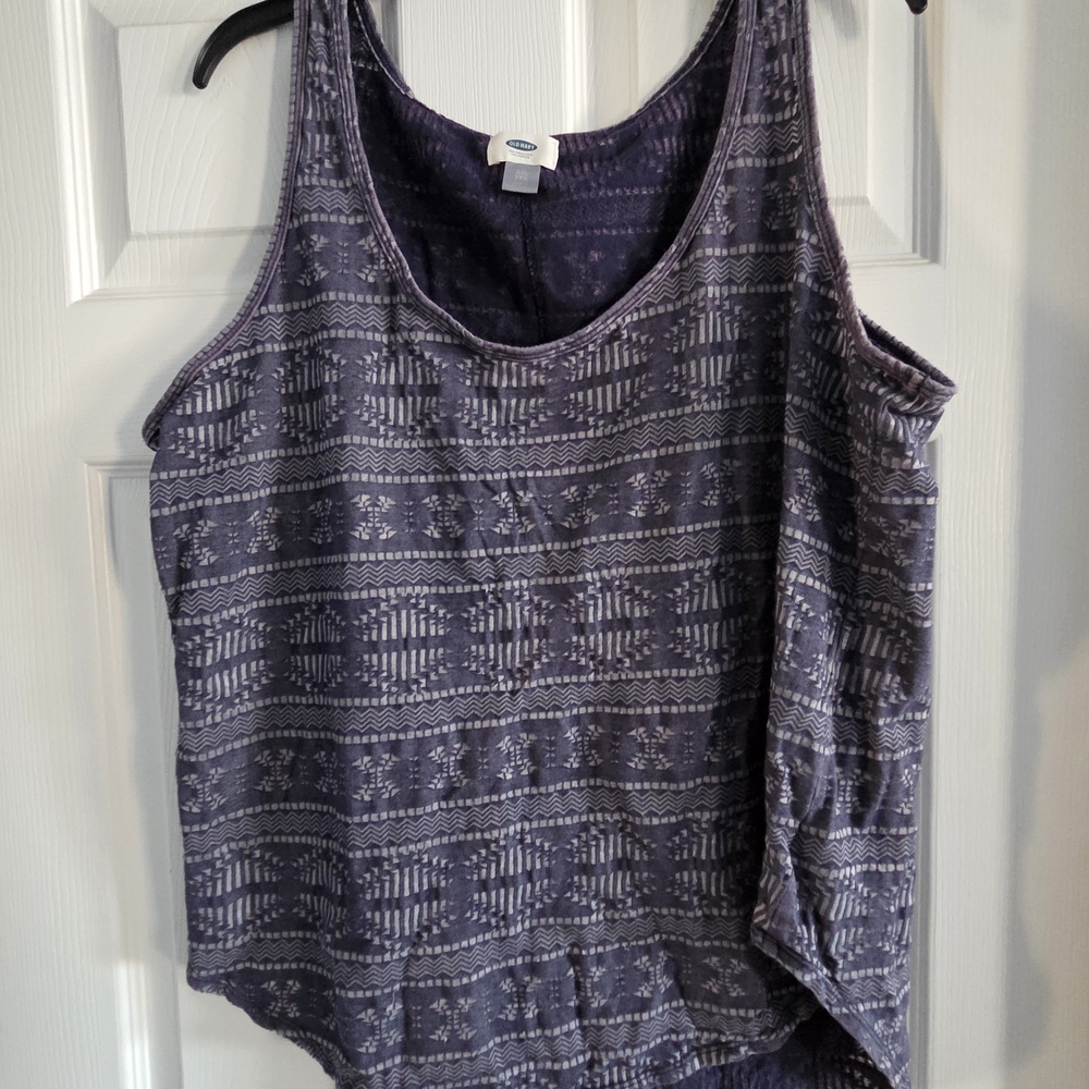 Old Navy Purple Geometric Print Scoop Neck Tank Top